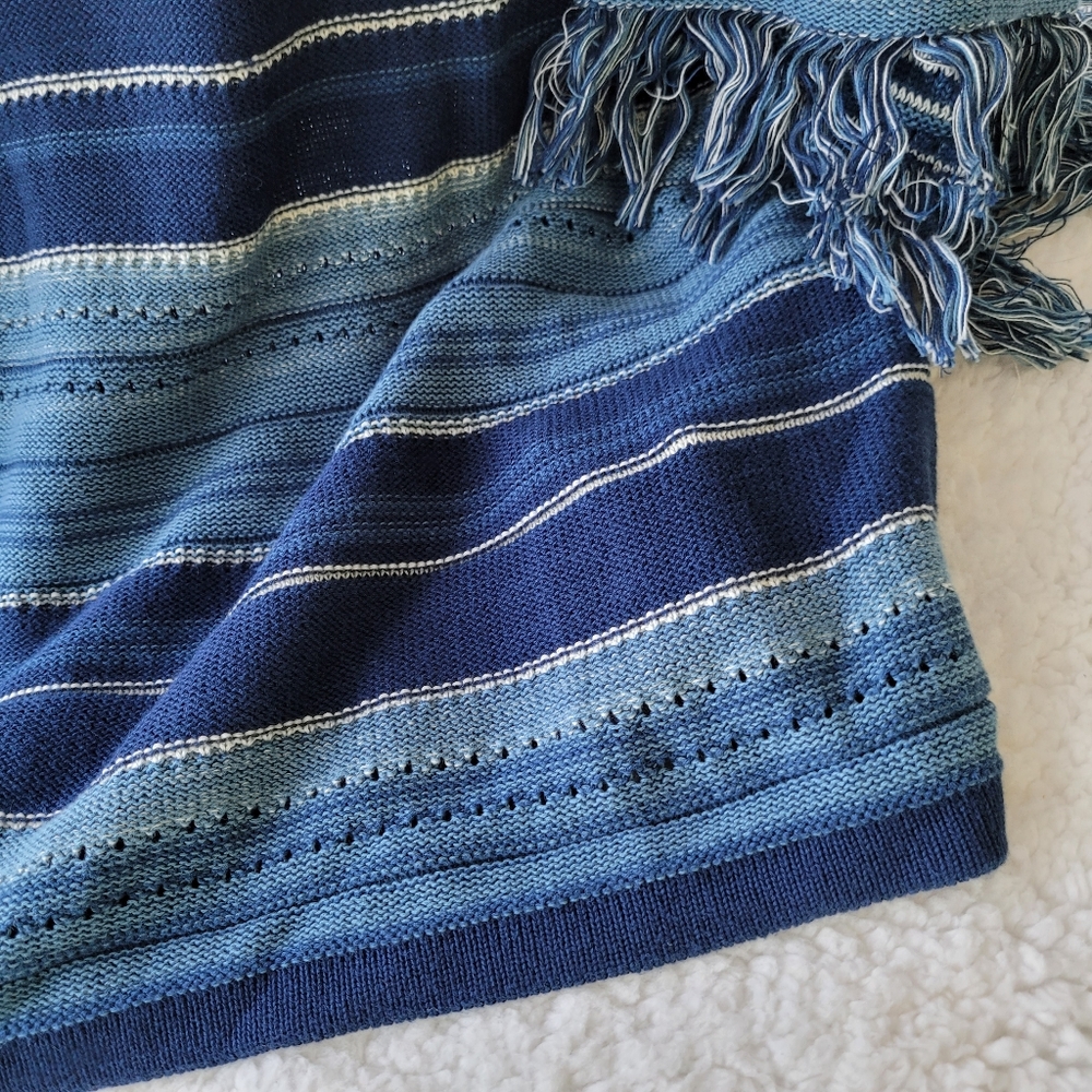Fringed Lauren Cotton Sweater Sz Large - Picture 7 of 12